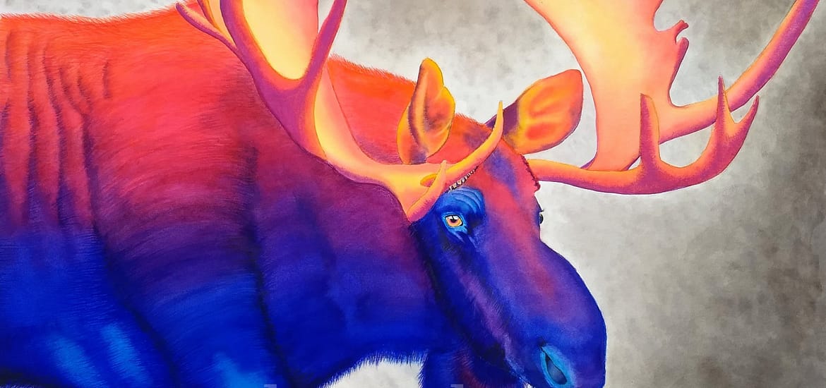 bull moose in watercolor